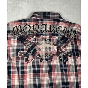 Monarchy Collection Mens Pearl Snap Shirt Size 2XL Embroidered Roll Tab‎ Sleeves